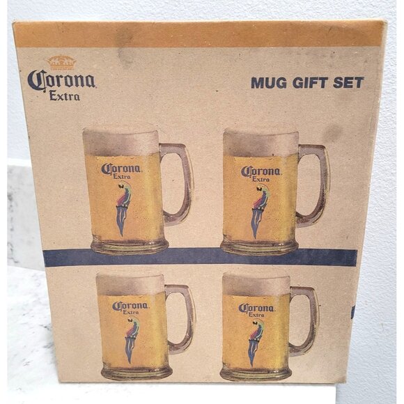 Corona Extra 15oz Glass Mug Gift Set by Boelter Brands Set of 4 - Picture 1 of 5